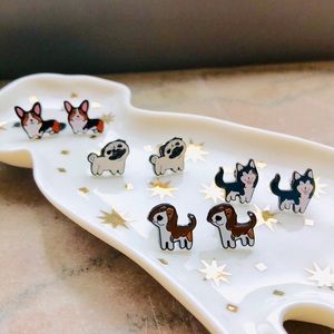Dog Enamel Stud Earrings (only Hound left)